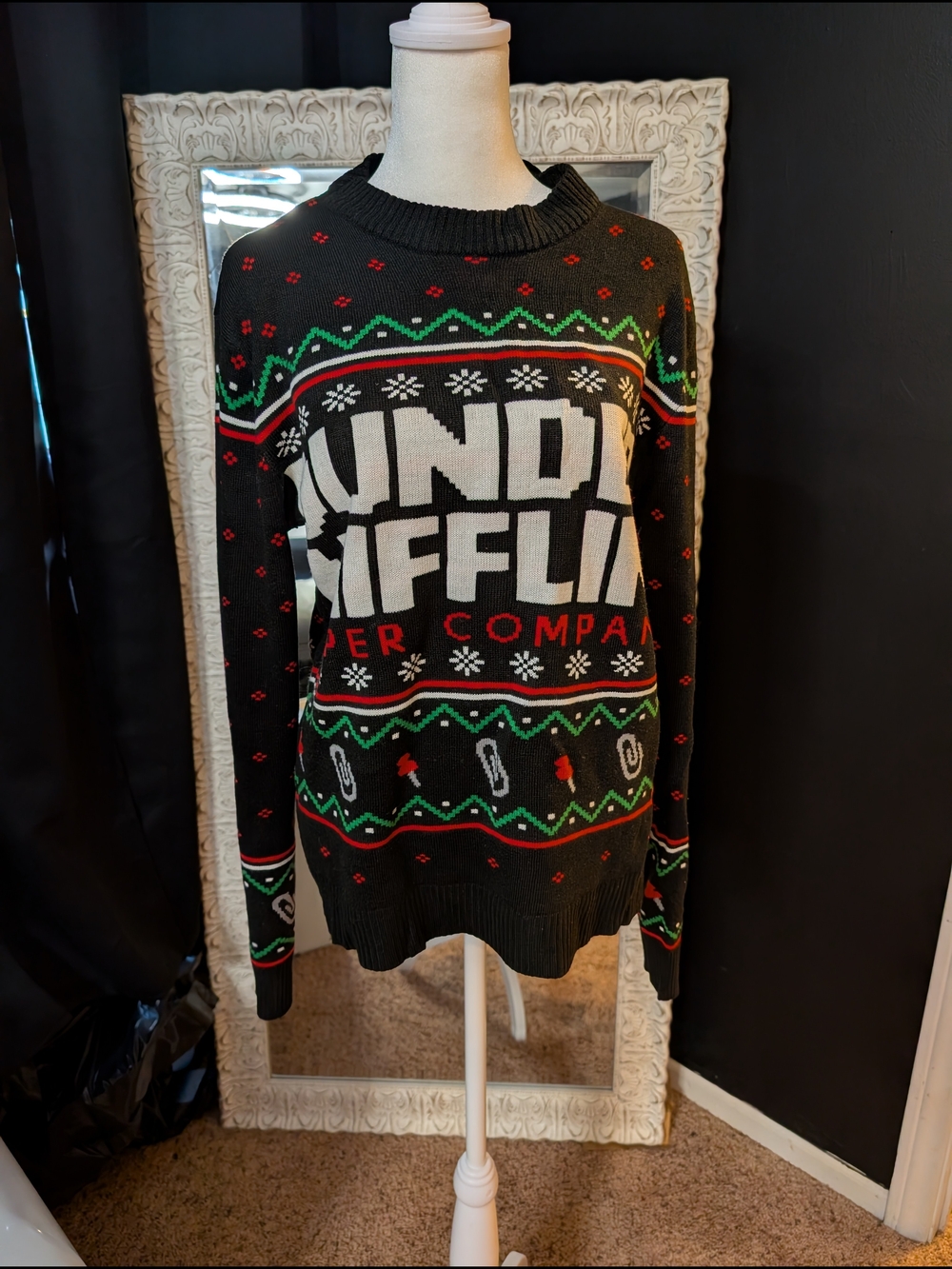 Undone Office Black 'Undoubtedly Dunder Mifflin' Crewneck Sweater